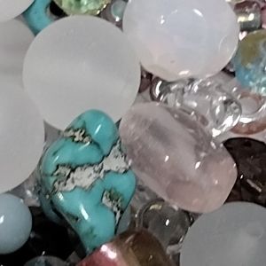 Lot of mixed glass and stone beads, keychain, crafting, jewelry making supplies